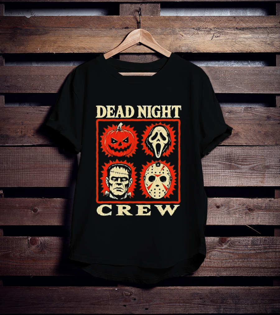 Dead Night Crew Halloween Horror Pumpkin Ghost Jason Voorhees Frankenstein T-Shirt