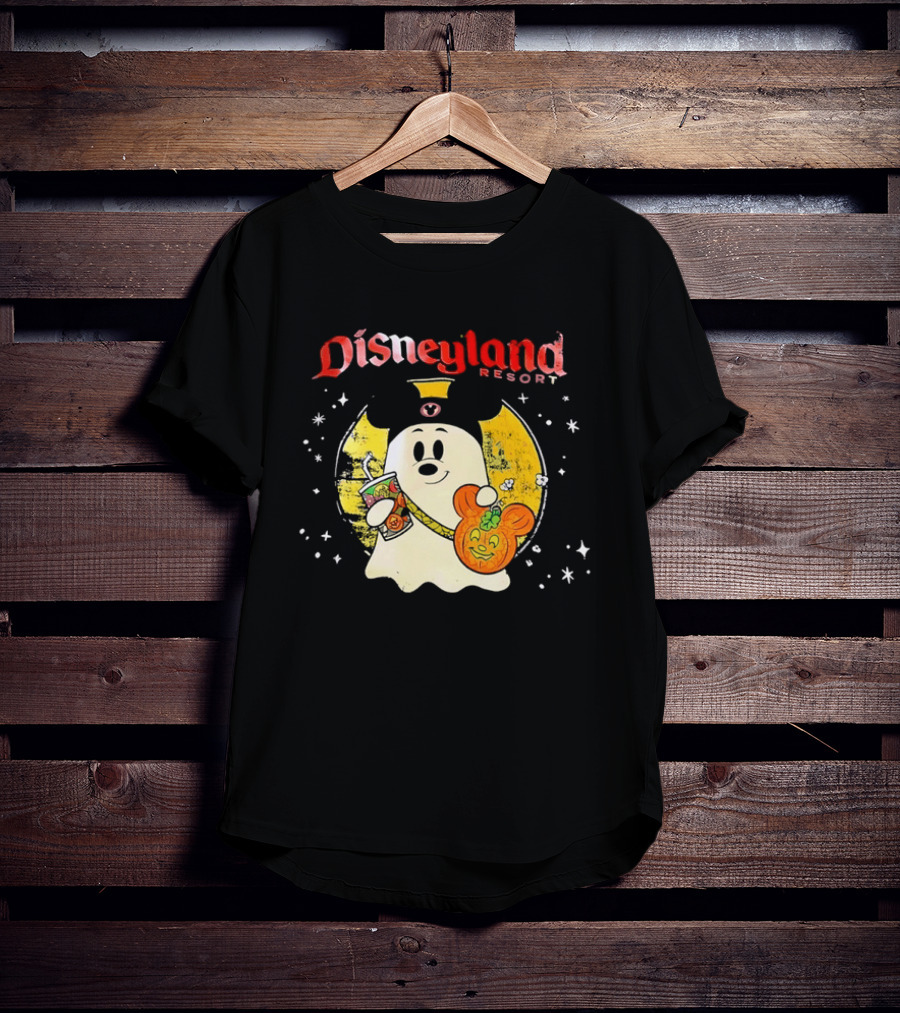 Distressed Disneyland Resort Mickey Mouse Ghost Halloween T-Shirt