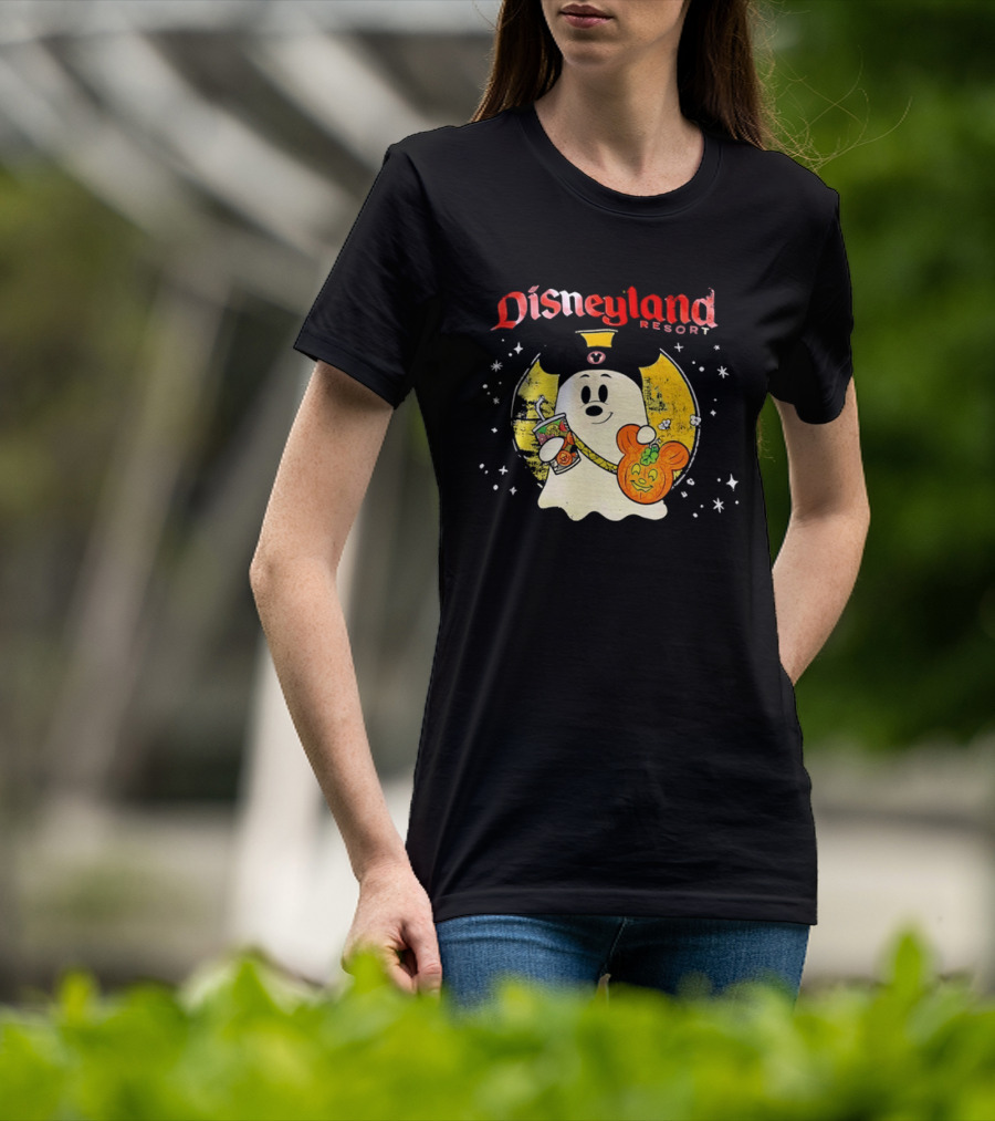 Distressed Disneyland Resort Mickey Mouse Ghost Halloween T-Shirt