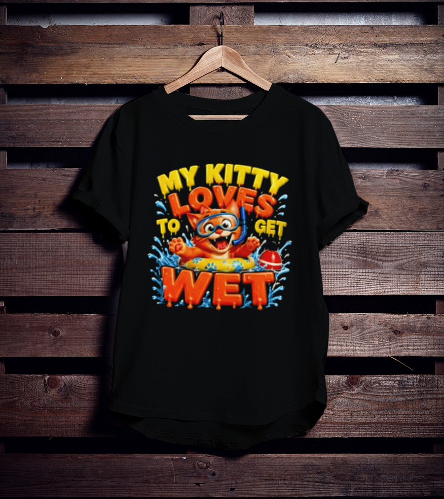 My Kitty Loves To Get Wet Orange Cat Snorkel Swimming Ring T-Shirt