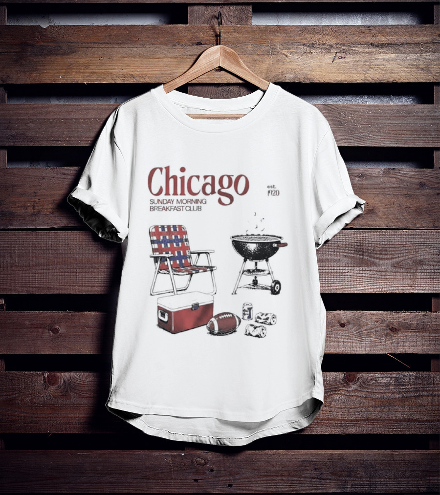 Chicago Sunday Morning Breakfast Club 1920 Charcoal Grill Lawn Chair Cooler T-Shirt