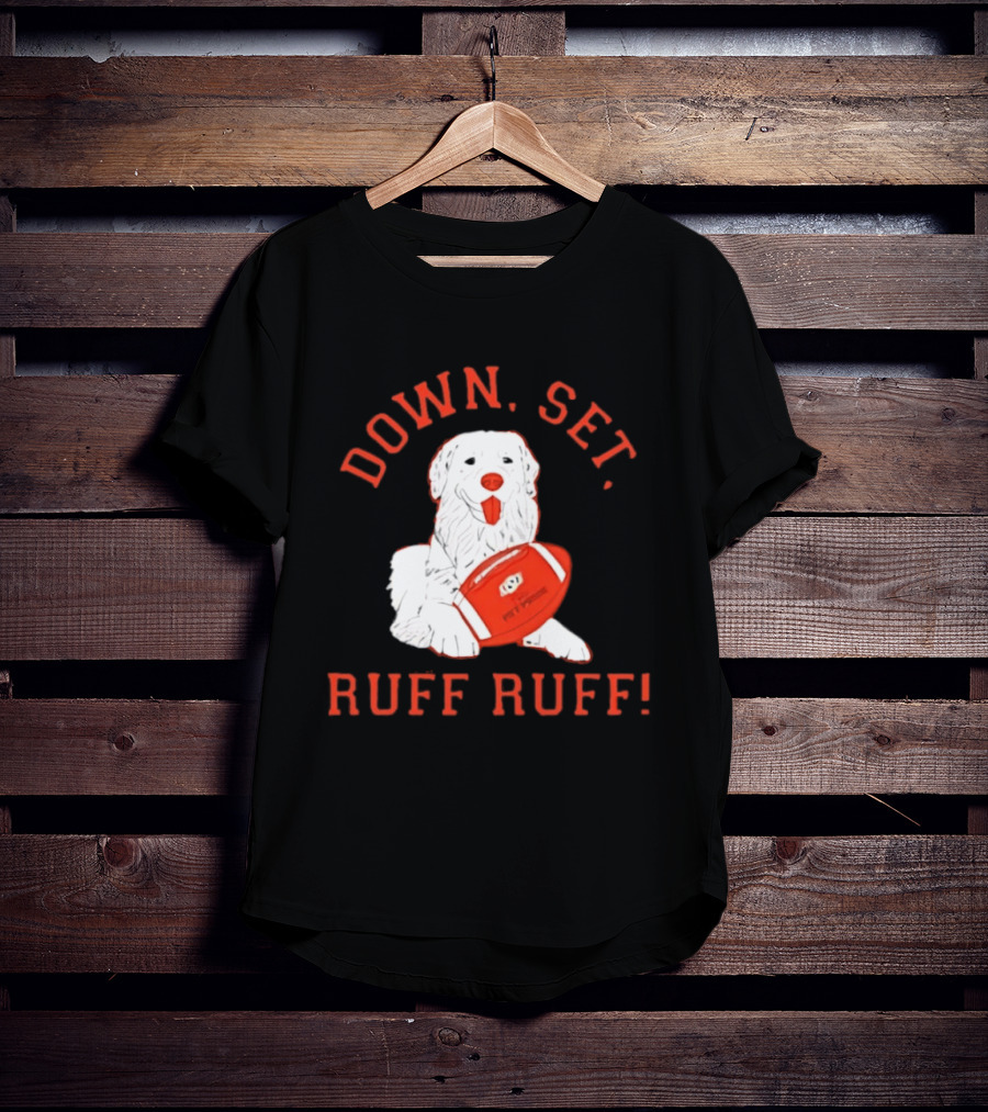 Pet Pride Dog Down Set Ruff Ruff Football T-Shirt