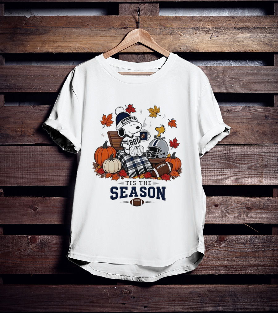Dallas Cowboys Snoopy Woodstock Fall Football 'Tis The Season T-Shirt