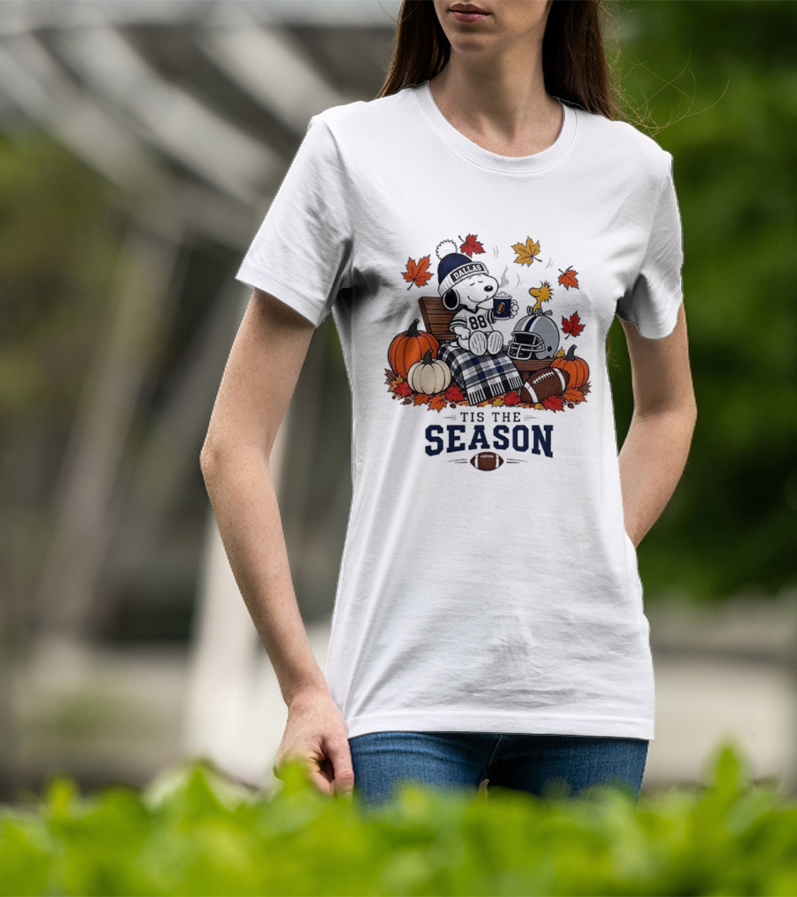Dallas Cowboys Snoopy Woodstock Fall Football 'Tis The Season T-Shirt