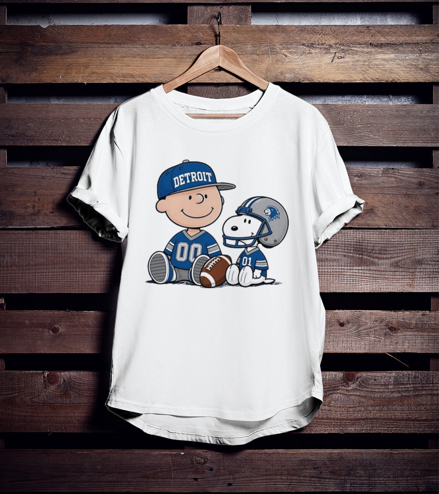 Detroit Lions Charlie Brown Snoopy Fan Jersey 00 01 Football T-Shirt