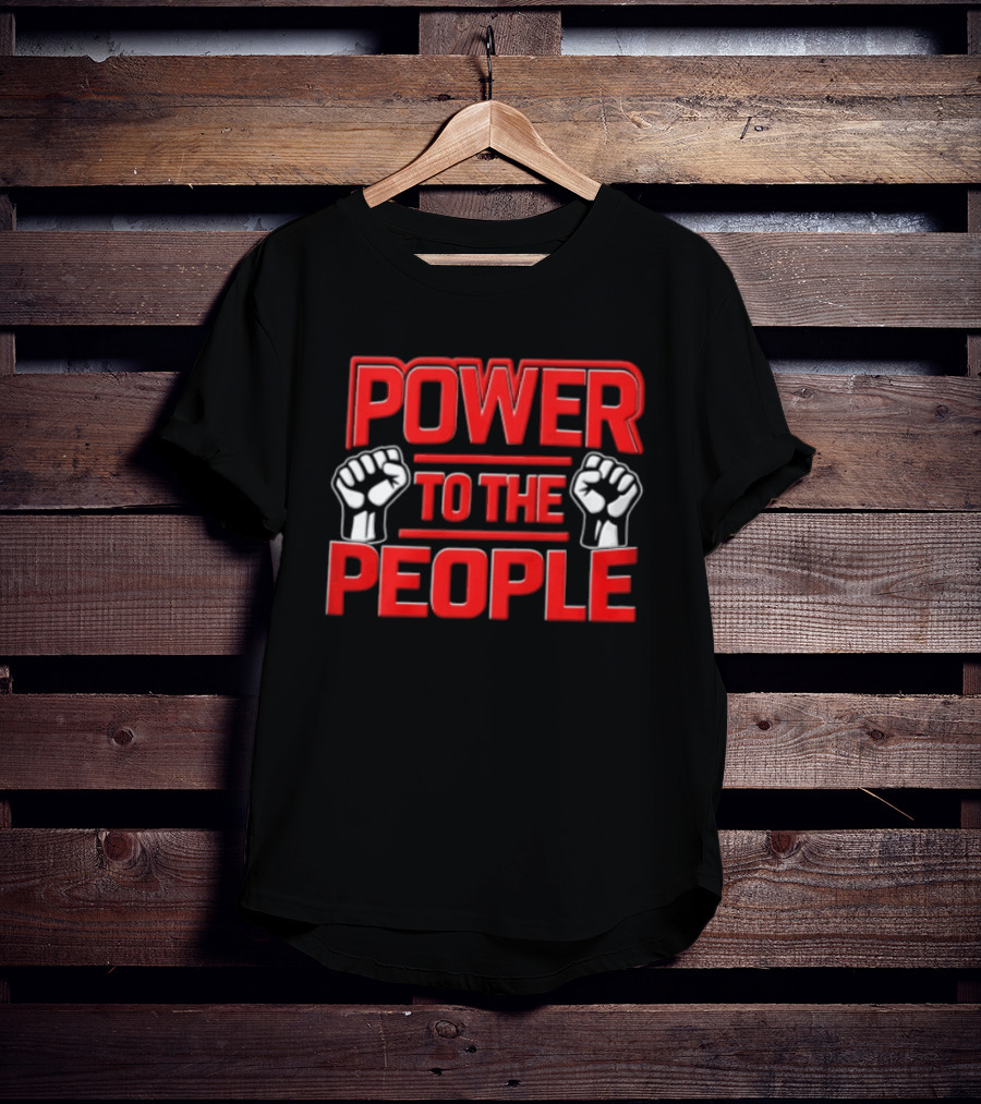 Power To The People Two Raised Fists Red T-Shirt