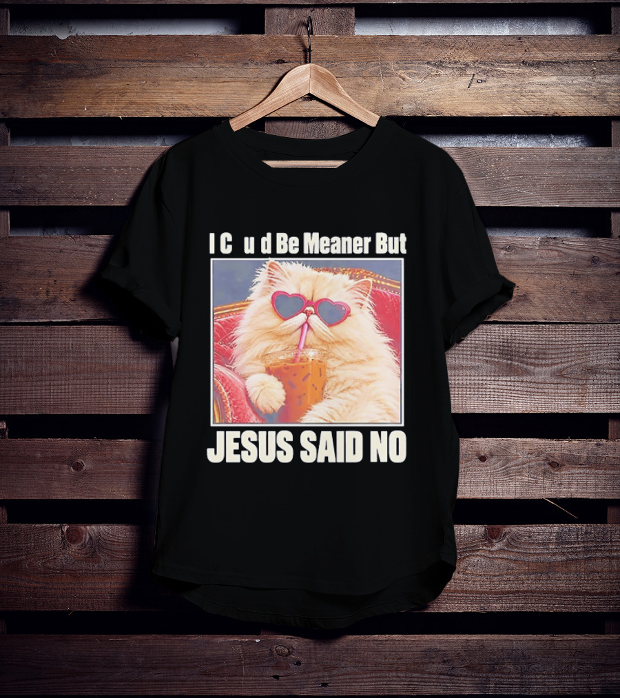I Could Be Meaner But Jesus Said No Cat Heart Sunglasses T-Shirt