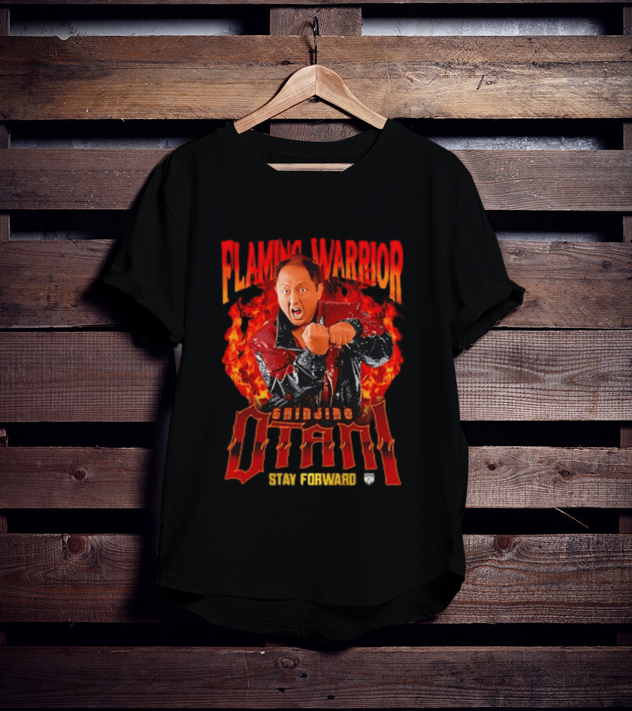 Shinjiro Otani Flaming Warrior NJPW Stay Forward Clenched Fists Fire T-Shirt