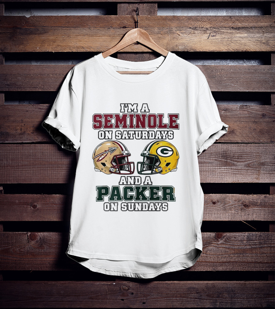 I'm A Seminole On Saturdays And A Packer On Sundays Football Helmets T-Shirt