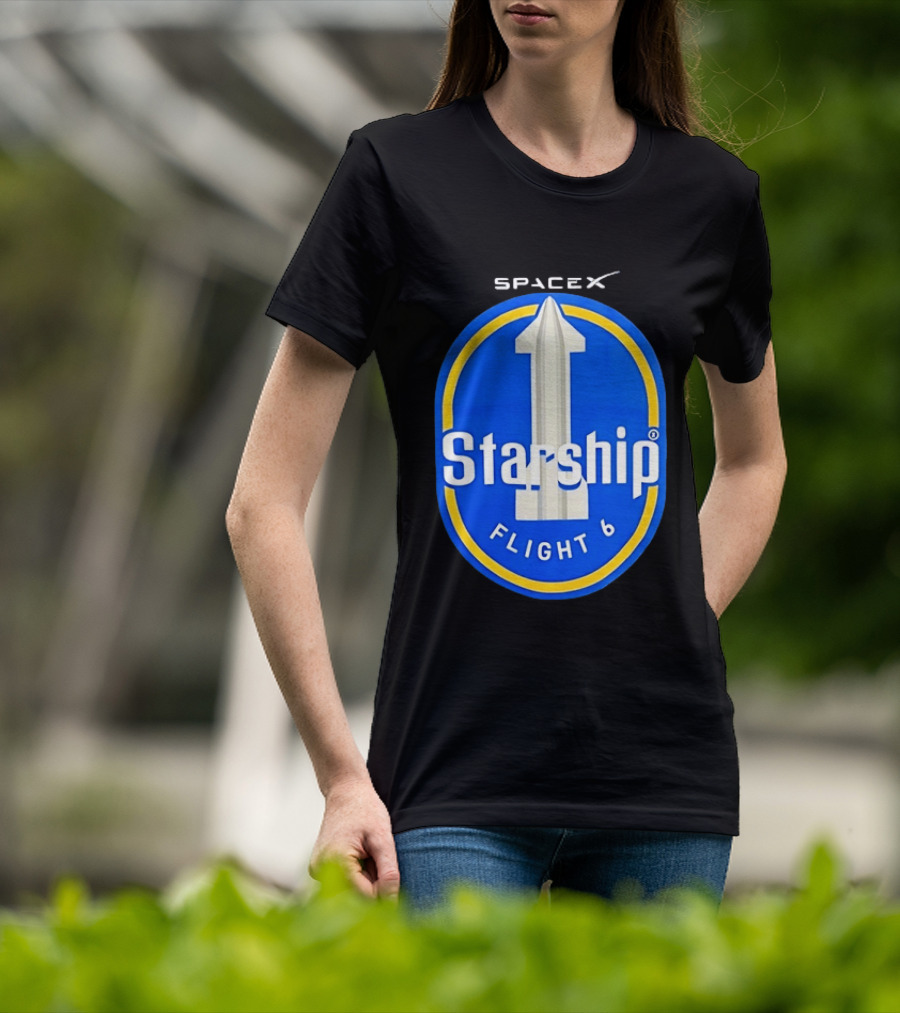 SpaceX Starship Flight 6 Mission Patch Emblem Space Exploration T-Shirt