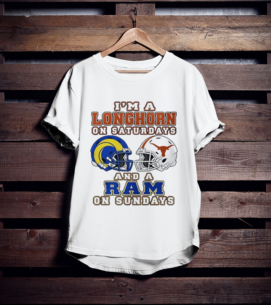 I'm A Longhorn On Saturdays And A Ram On Sundays Two Helmet 2026 T-Shirt