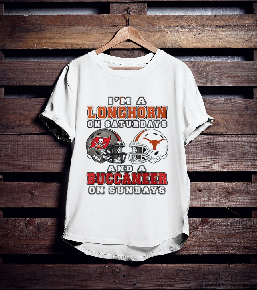 I'm A Longhorn On Saturdays And A Buccaneer On Sundays Two Helmet 2026 T-Shirt
