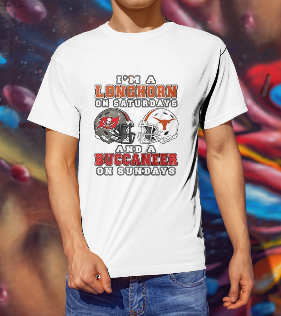 I'm A Longhorn On Saturdays And A Buccaneer On Sundays Two Helmet 2026 T-Shirt