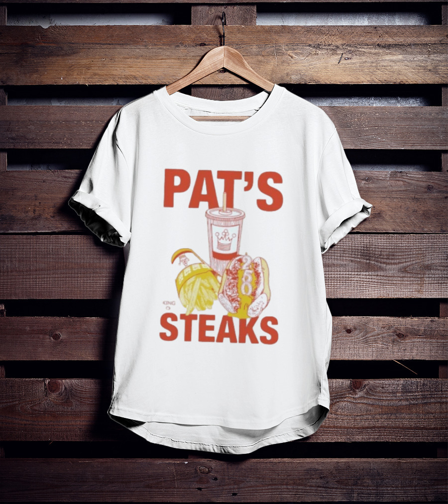 Pat's King Of Steaks 250 Cheesesteak Philadelphia Iconic Sandwich And Drink T-Shirt