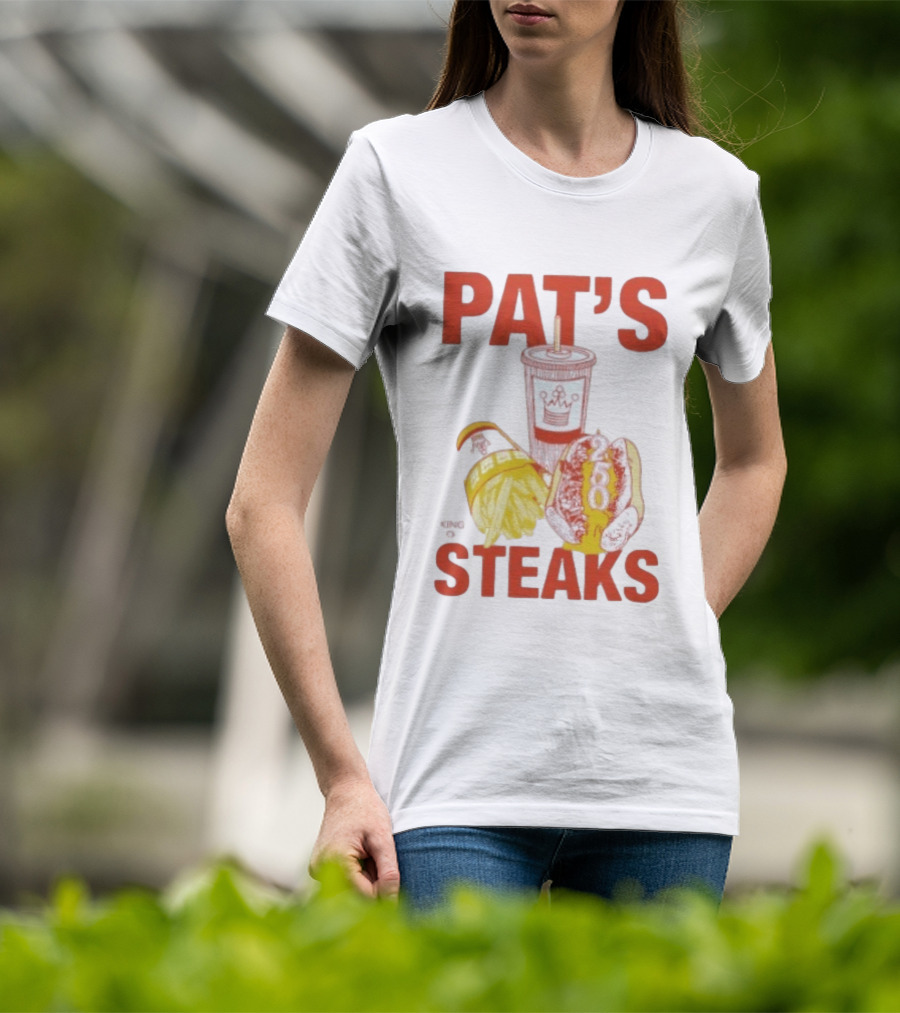 Pat's King Of Steaks 250 Cheesesteak Philadelphia Iconic Sandwich And Drink T-Shirt