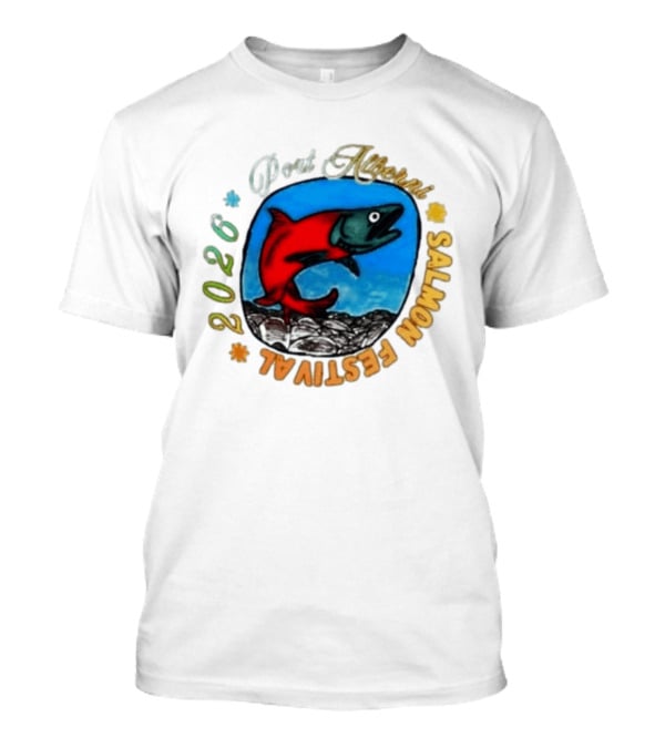 Port Alberni 2026 Salmon Festival Vibrant Red Fish Jumping T-Shirt