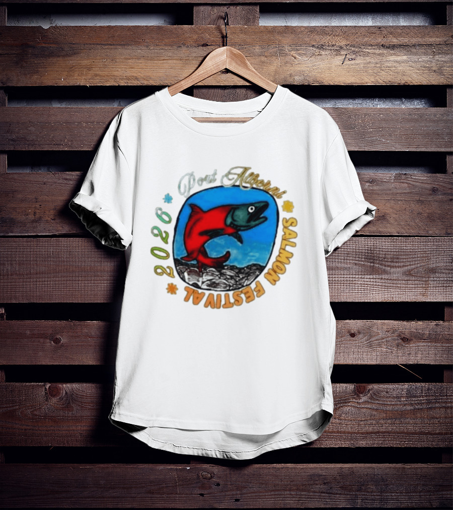 Port Alberni 2026 Salmon Festival Vibrant Red Fish Jumping T-Shirt
