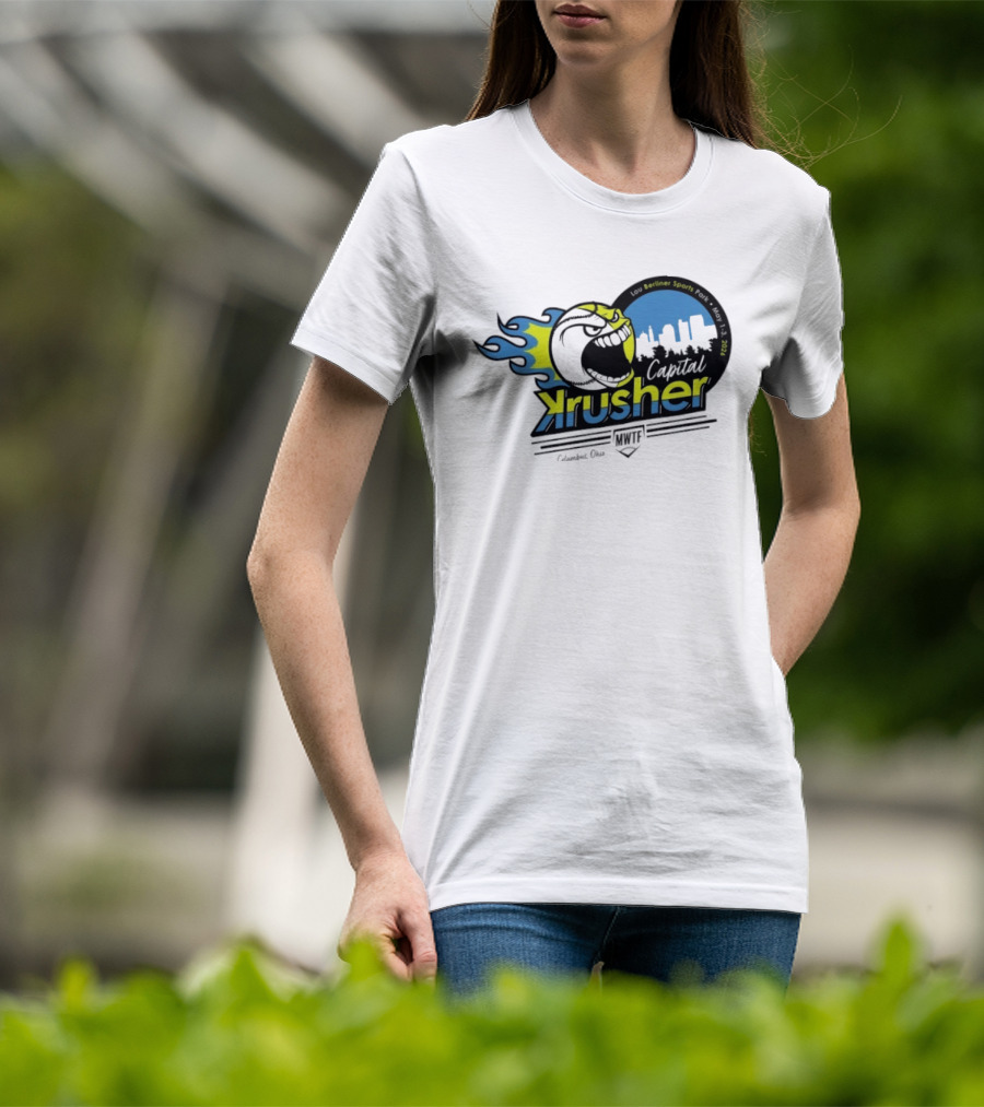 Berliner Sports Capital Krusher Softball 2014 Event Krusher Character With Flames T-Shirt