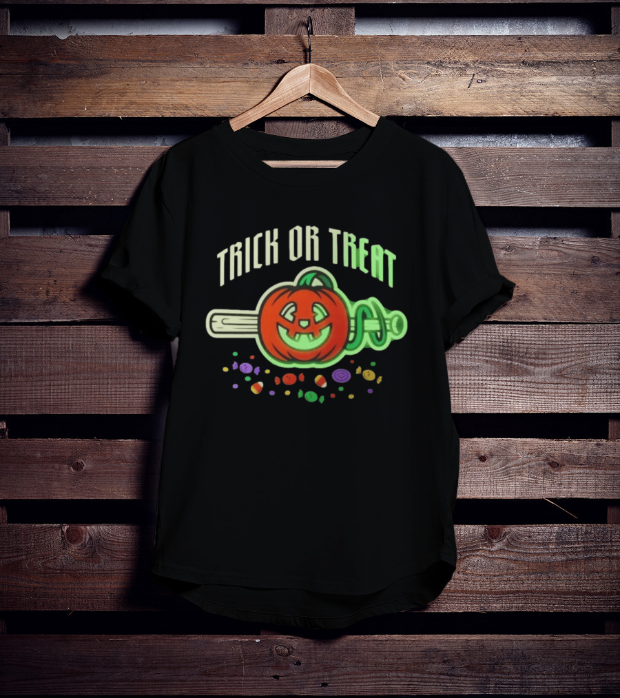 Trick Or Treat Halloween Pumpkin Baseball Bat Candy T-Shirt