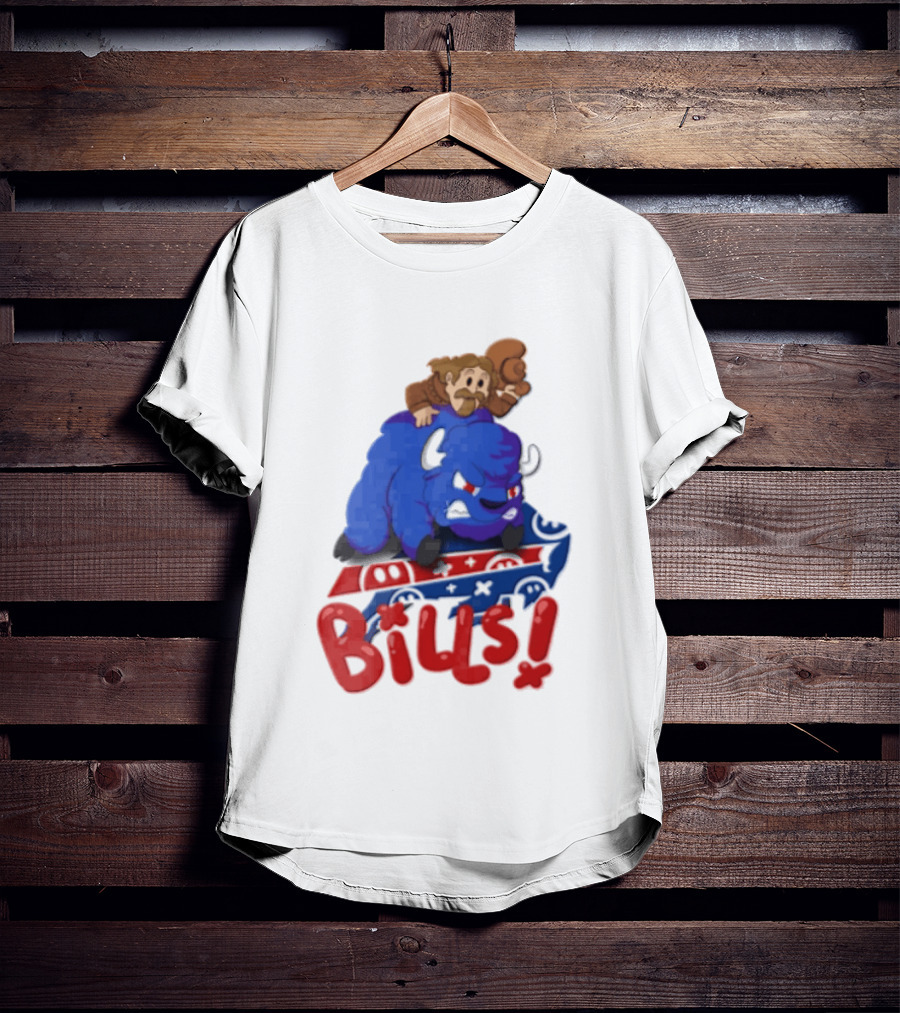 Buffalo Bills Cowboy Riding Angry Blue Bills T-Shirt