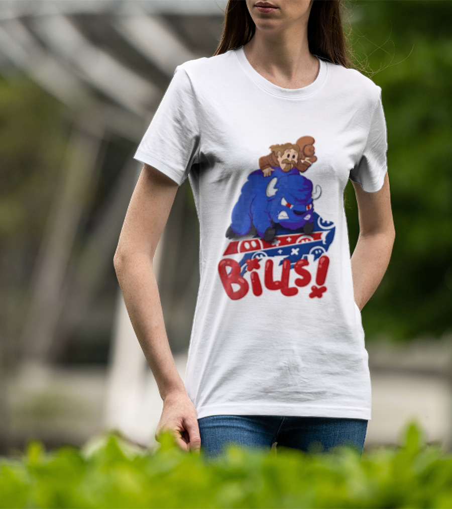 Buffalo Bills Cowboy Riding Angry Blue Bills T-Shirt