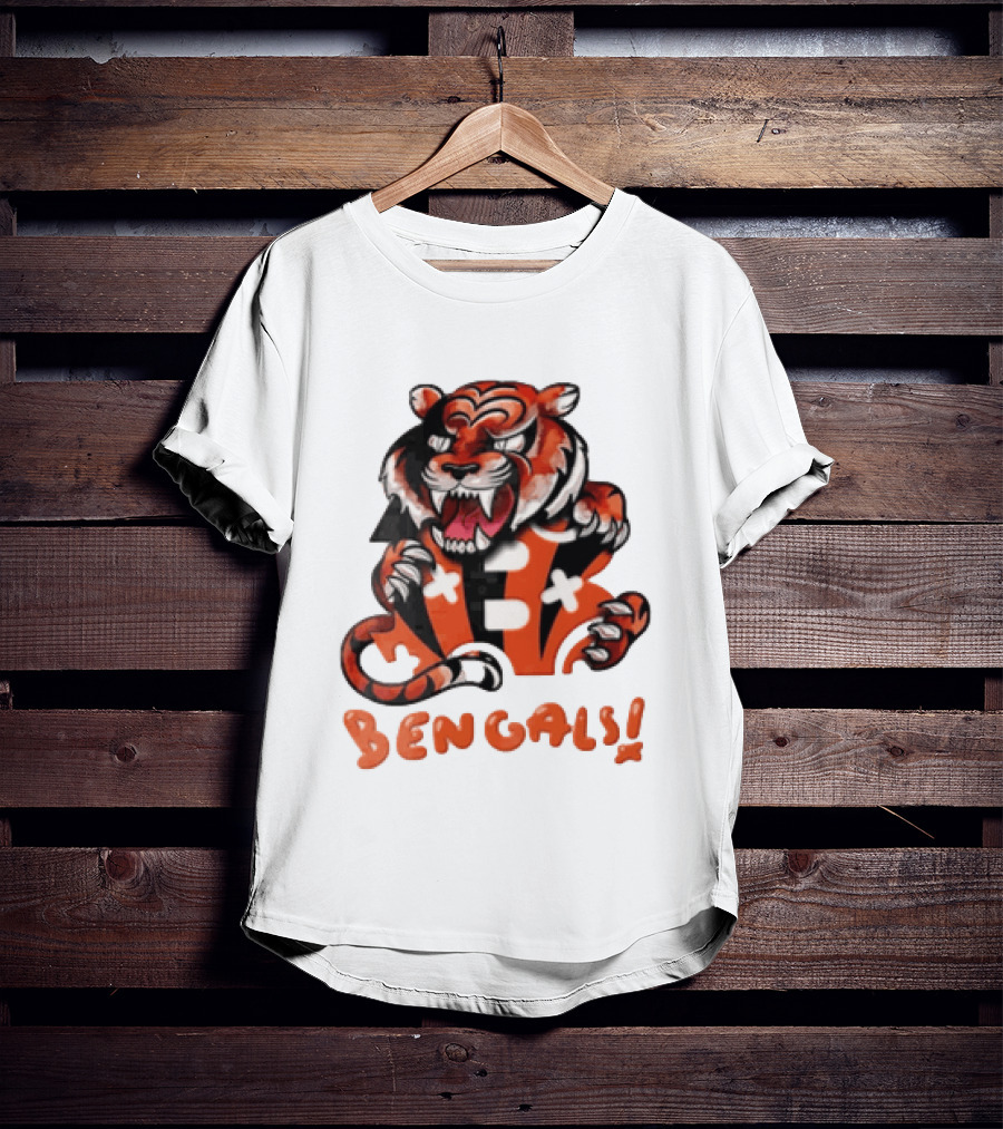 Cincinnati Bengals Snarling Tiger Over Bold B T-Shirt