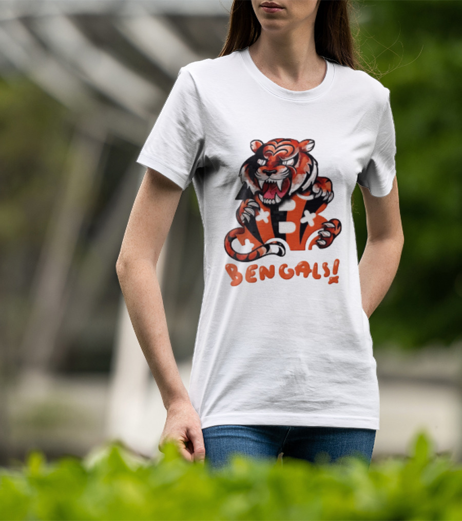 Cincinnati Bengals Snarling Tiger Over Bold B T-Shirt