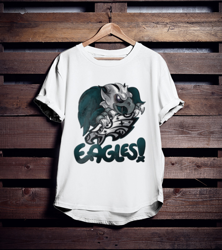 Philadelphia Eagles Aggressive Cartoon Eagle With Shield T-Shirt