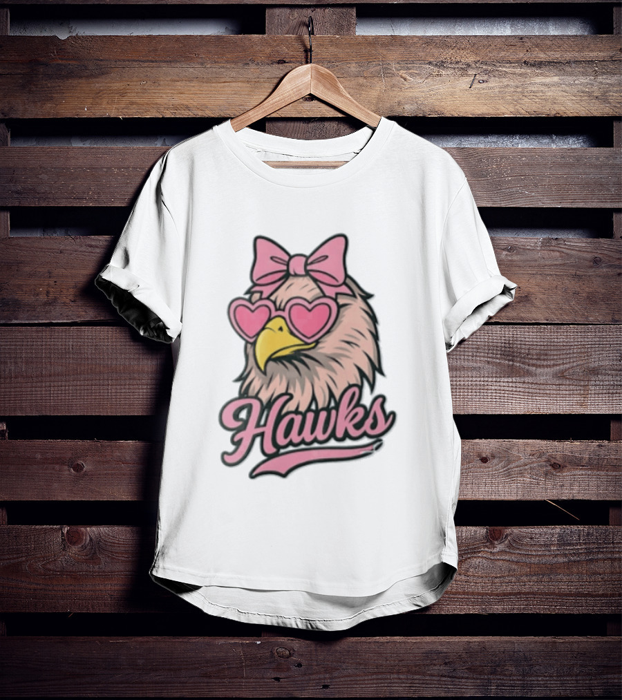 Hawks Eagle Pink Bow Heart Glasses T-Shirt
