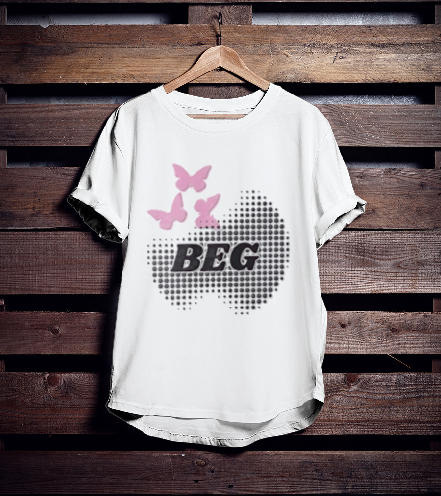 Pink Butterflies BEG Halftone T-Shirt