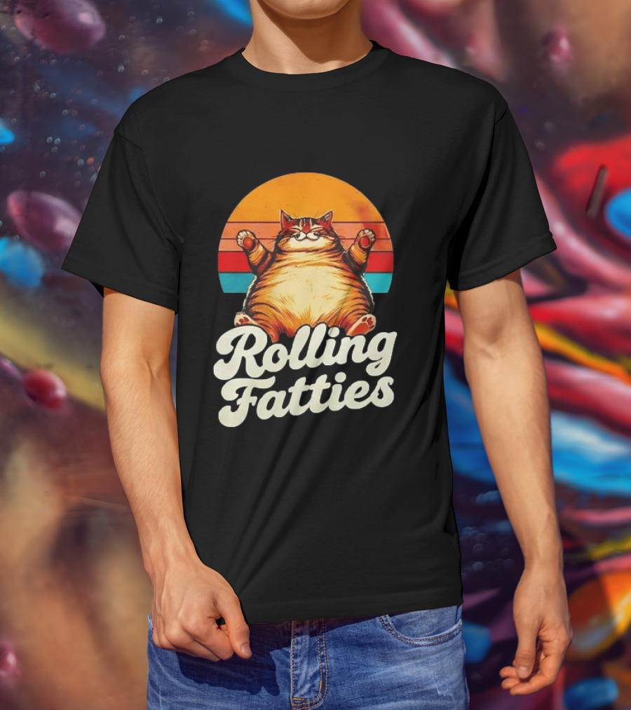 Rolling Fatties Vintage Sunset Cat T-Shirt