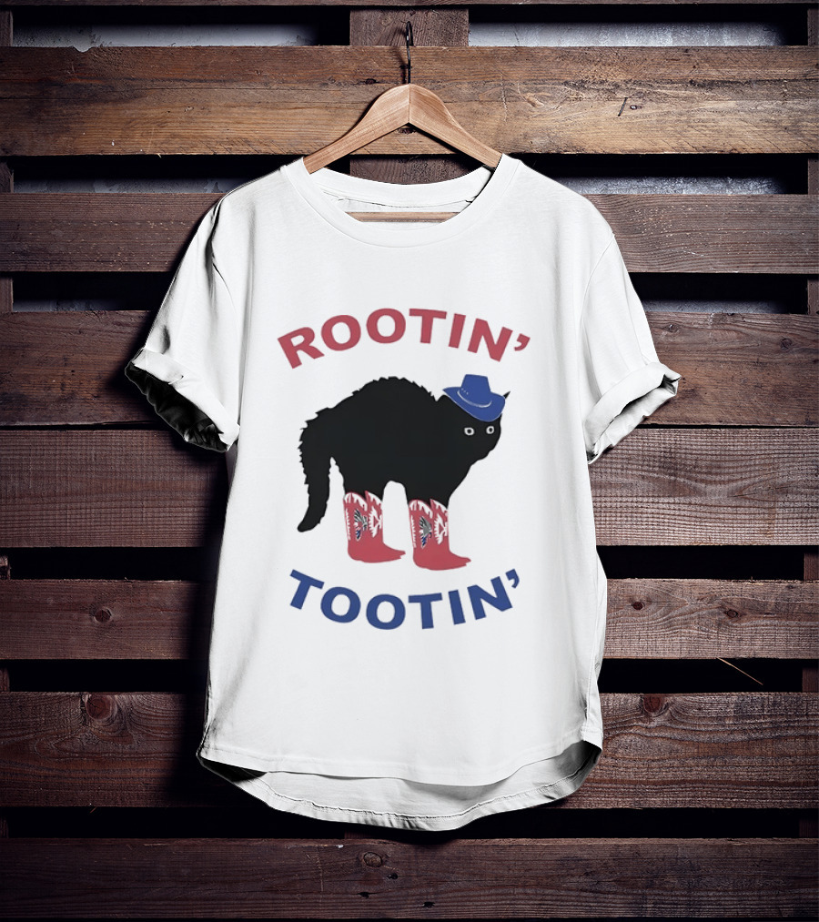 Rootin' Tootin' Cowboy Cat With Blue Hat And Red Boots T-Shirt