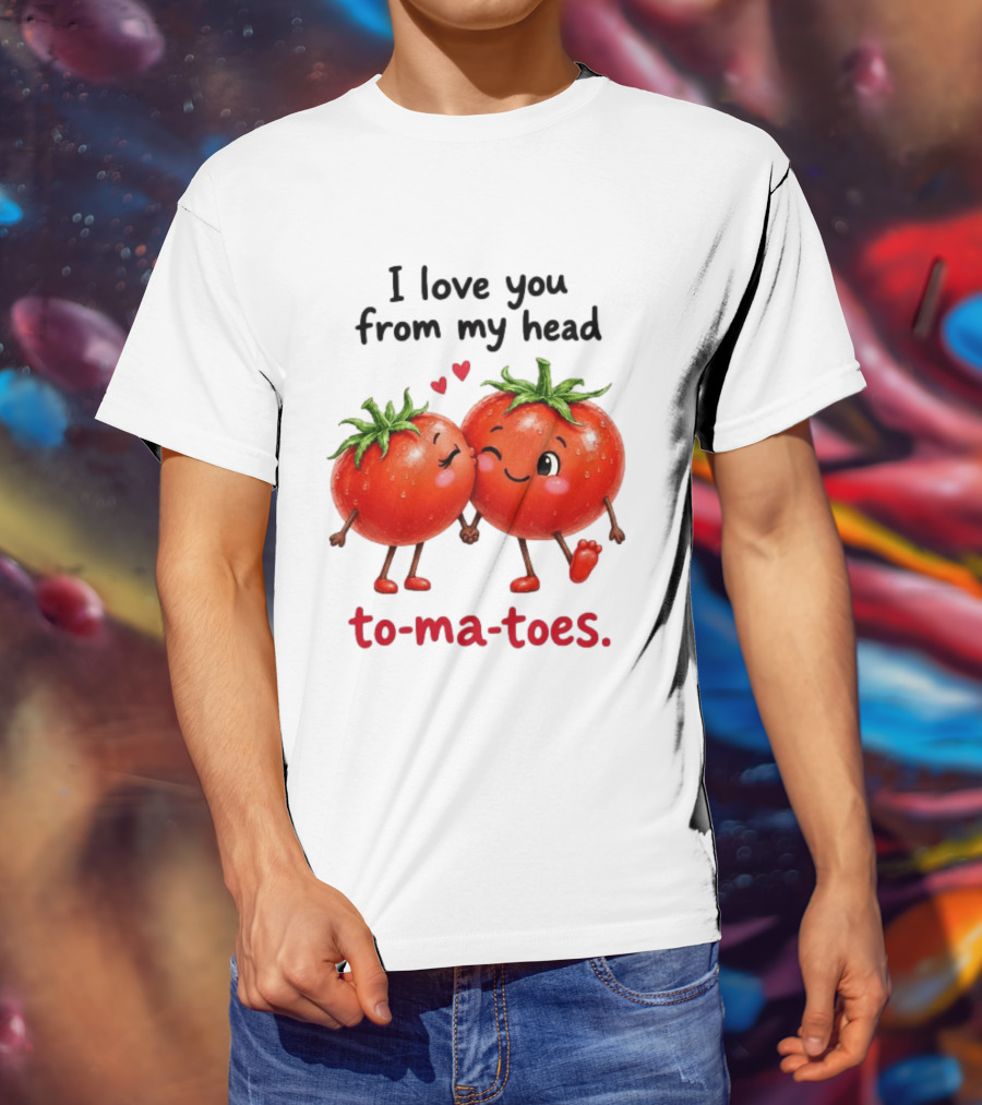 I Love You From My Head Tomatoes Cute Kissing Couple T-Shirt