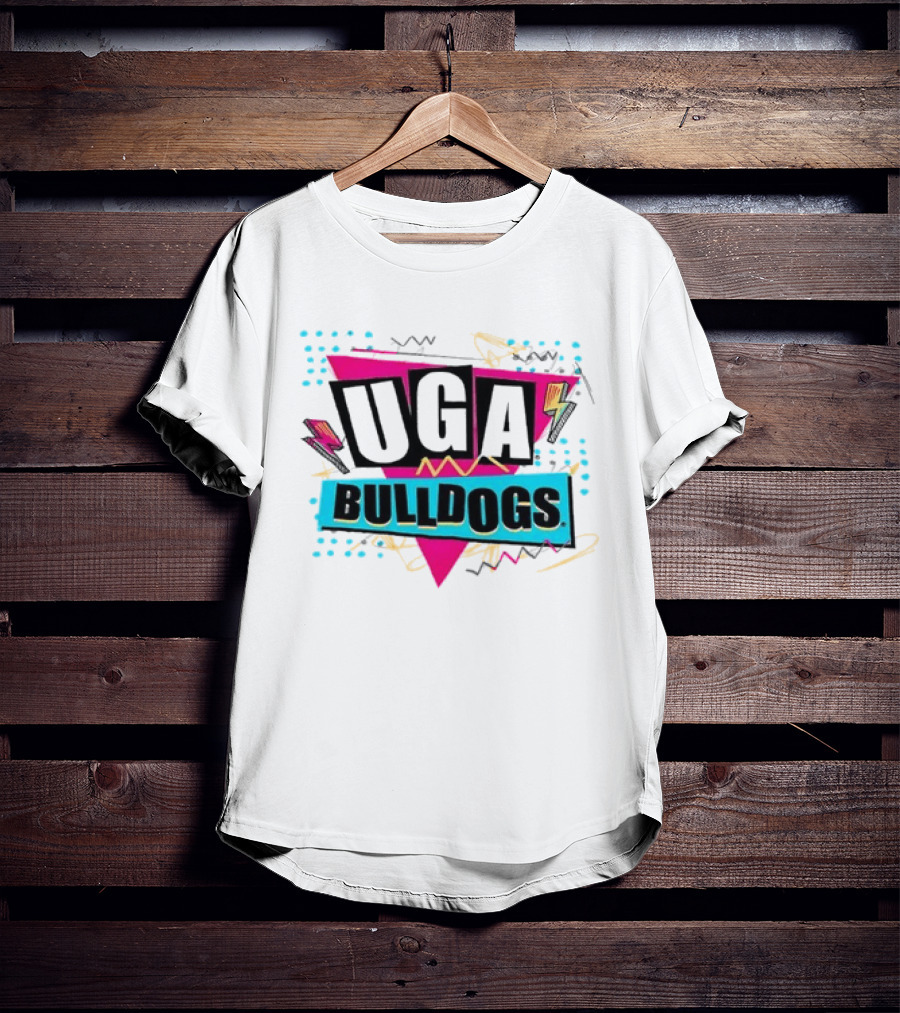 UGA Bulldogs Pink Triangle Lightning Bolts Scribbles T-Shirt