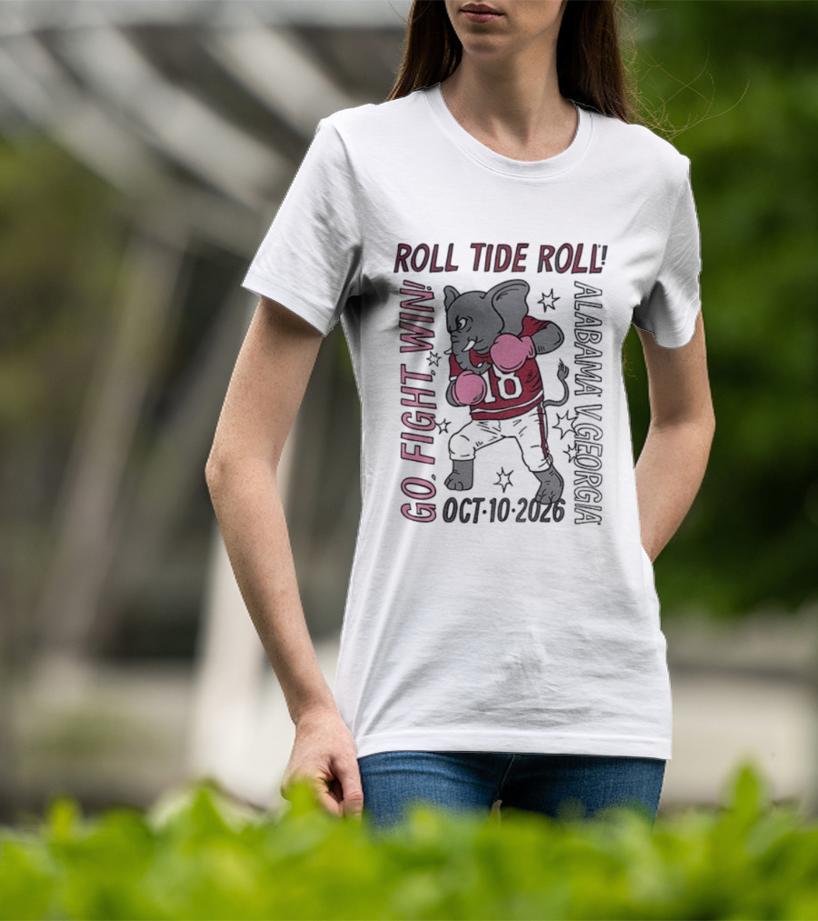 Alabama Crimson Tide Roll Tide Roll Go Fight Win October 10 2026 Vintage Elephant Boxing T-Shirt