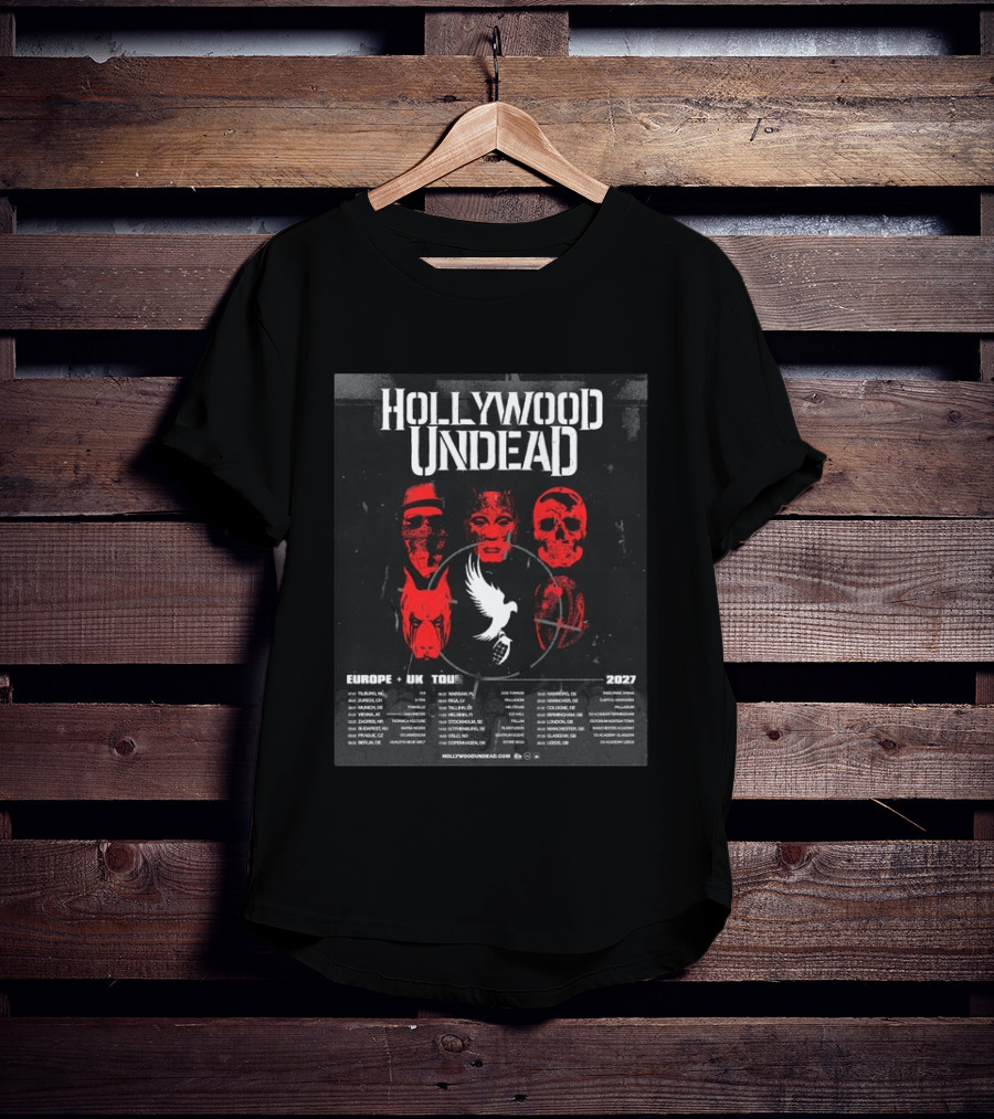 Hollywood Undead Europe UK 2027 Tour Cities And Mask T-Shirt