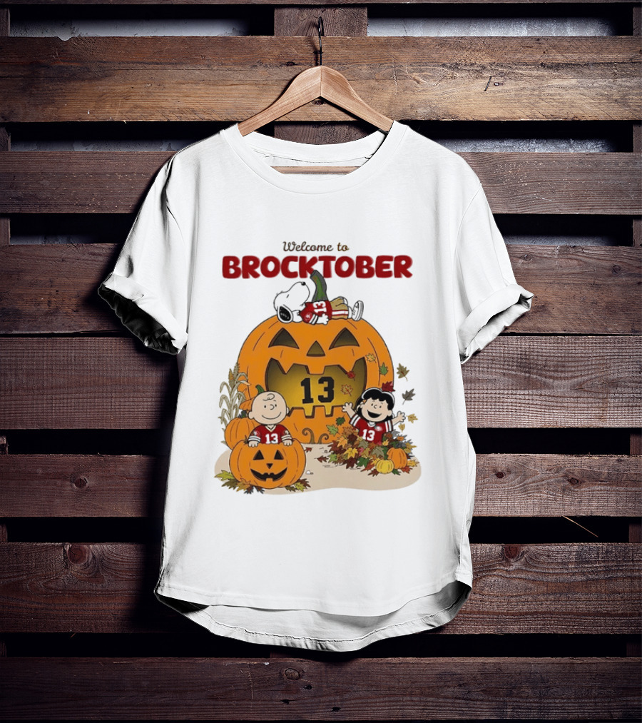Brock Purdy San Francisco 49ers Welcome To Brocktober Peanuts Halloween Pumpkin Snoopy Charlie Brown T-Shirt