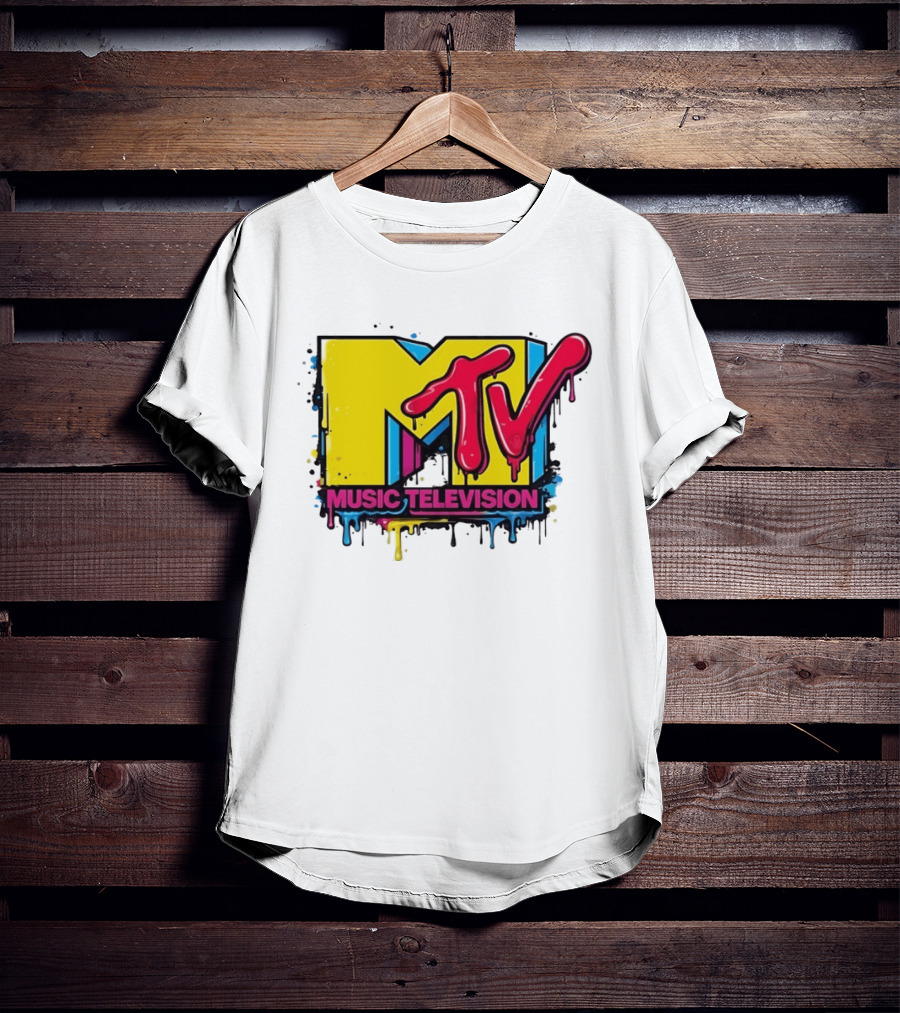 MTV Music Television 90s Nostalgia Bold Neon Drip T-Shirt