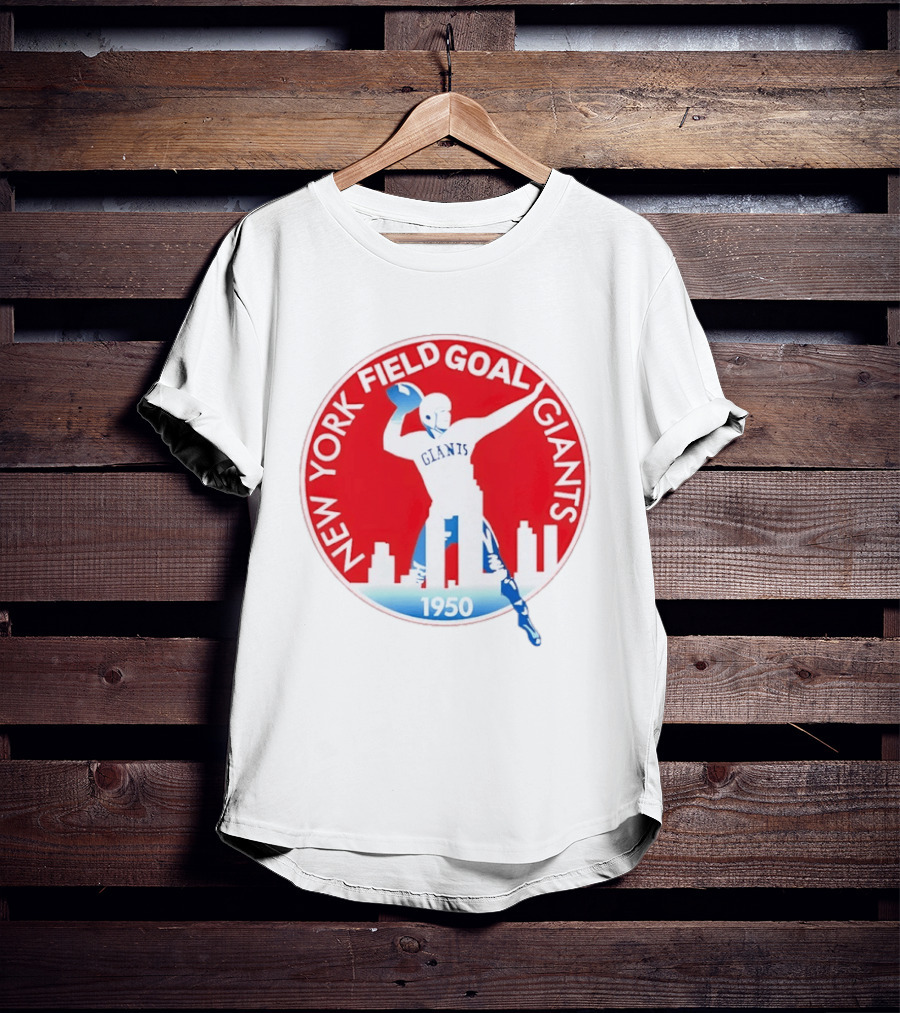 New York Field Goal Giants 1950 Football Red Skyline T-Shirt