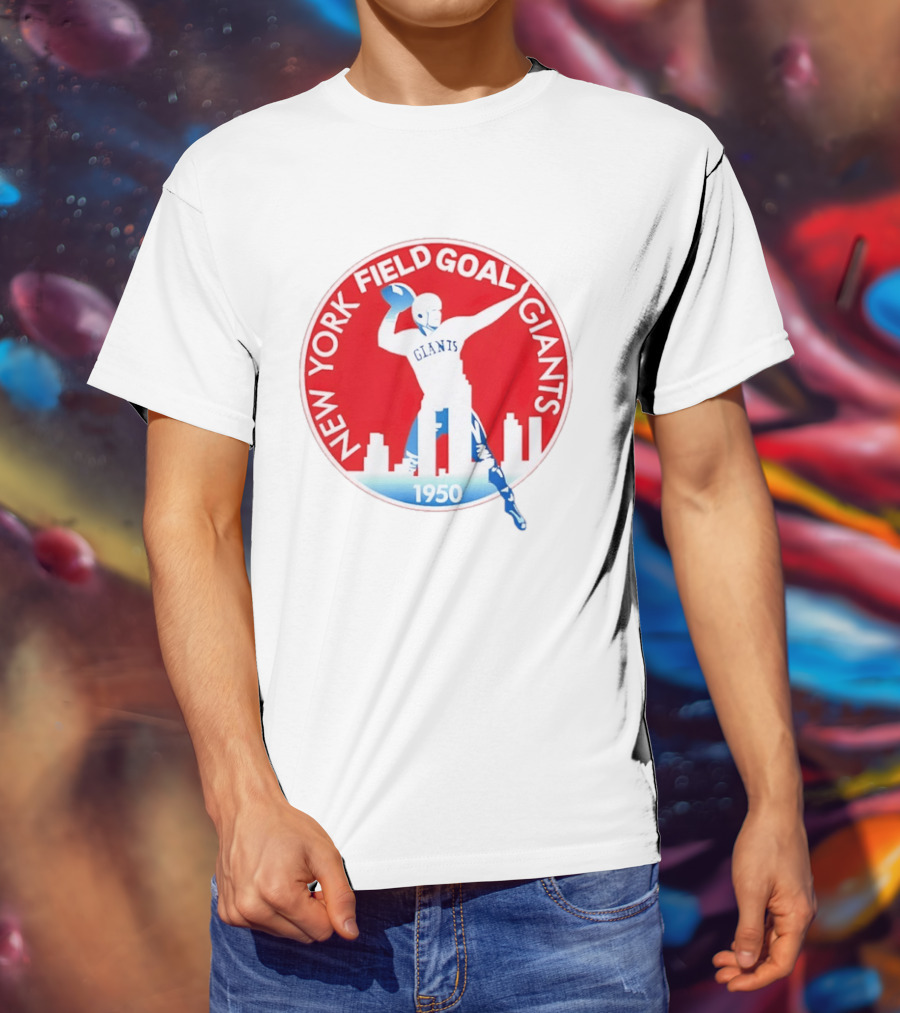 New York Field Goal Giants 1950 Football Red Skyline T-Shirt