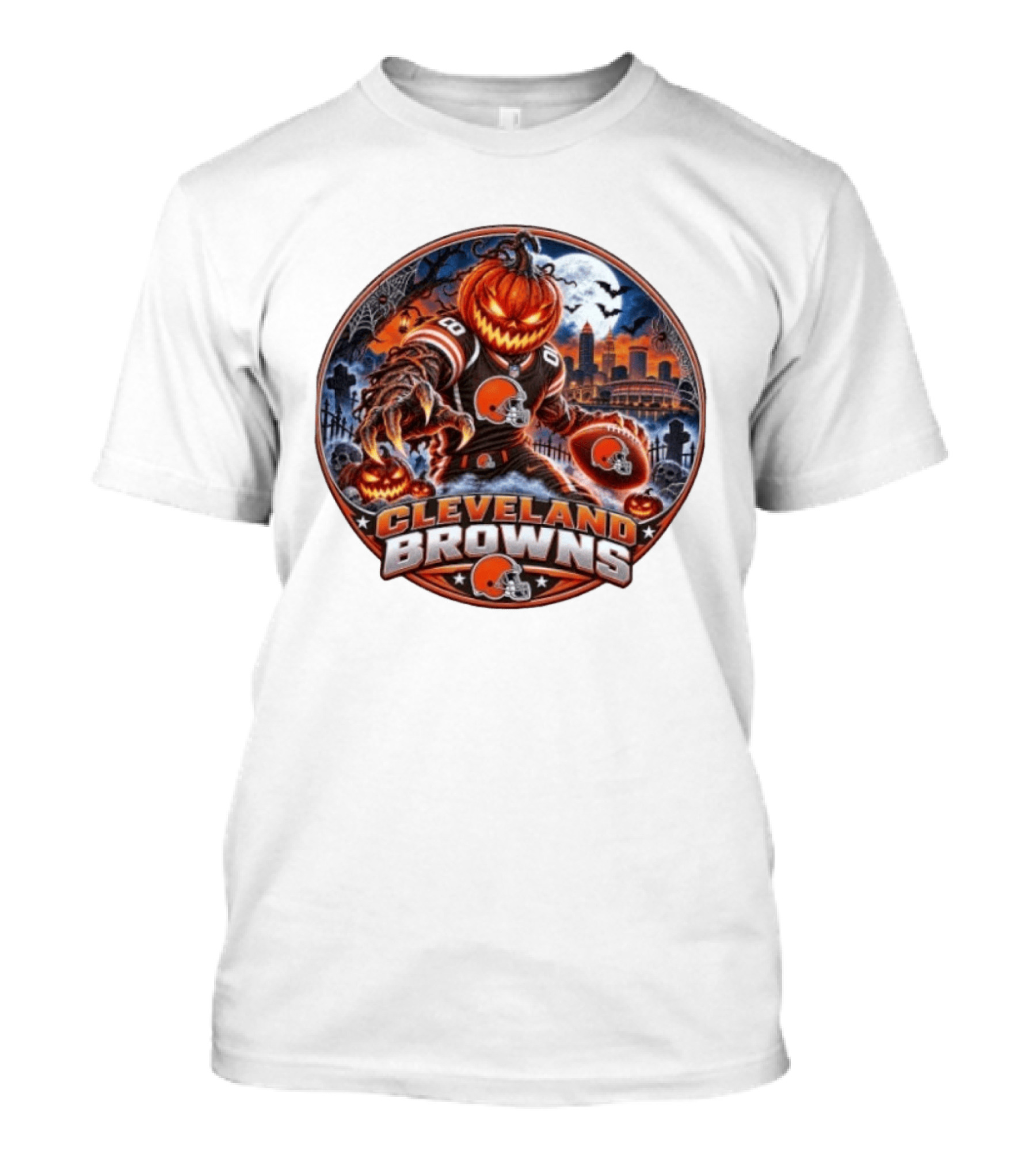 Halloween Jack O' Lantern Cleveland Browns Football Player Spooky Night T-Shirt