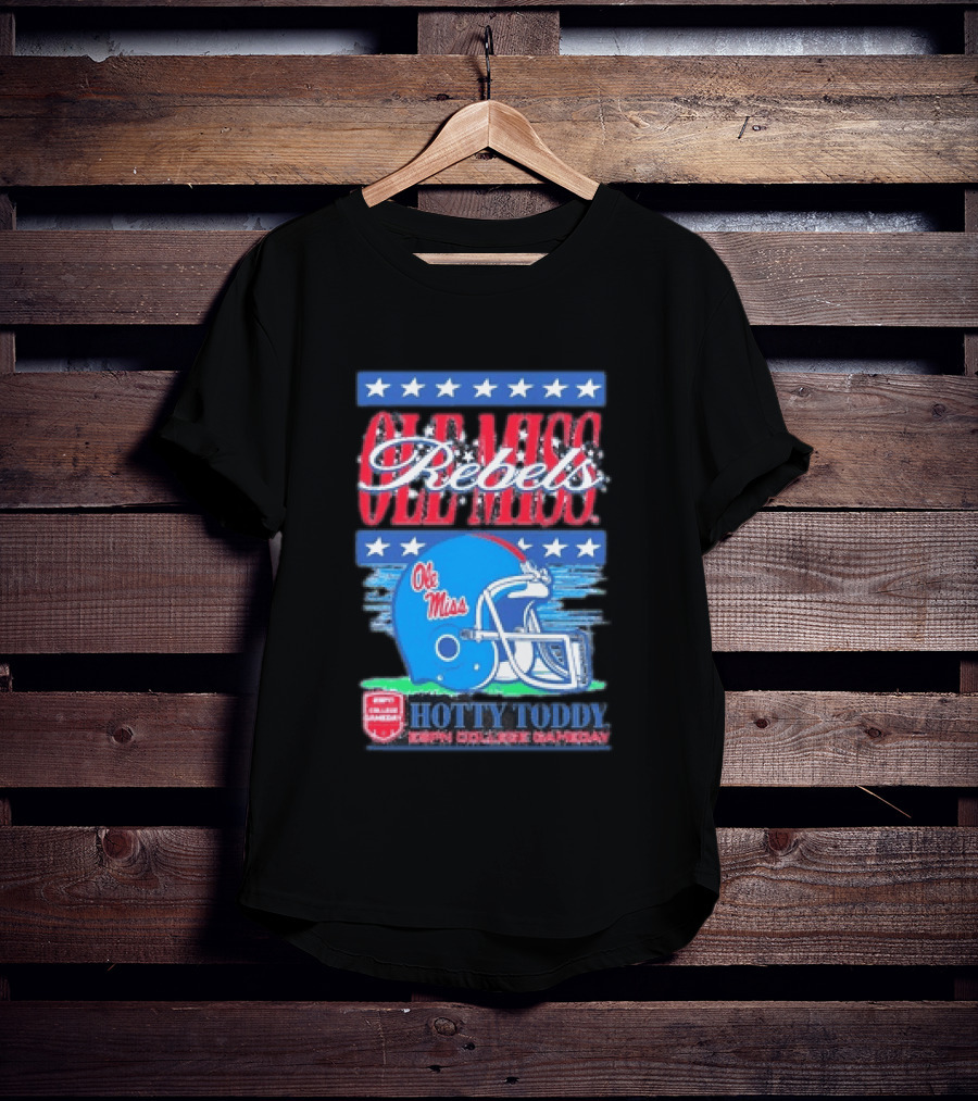 Ole Miss Rebels Hotty Toddy ESPN College Gameday Football Helmet Stars T-Shirt