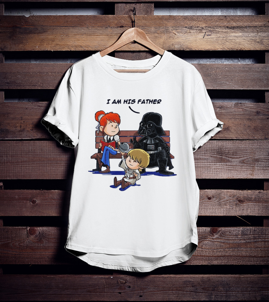 Darth Vader And Luke Skywalker I Am His Father Comic Style Bench Scene T-Shirt