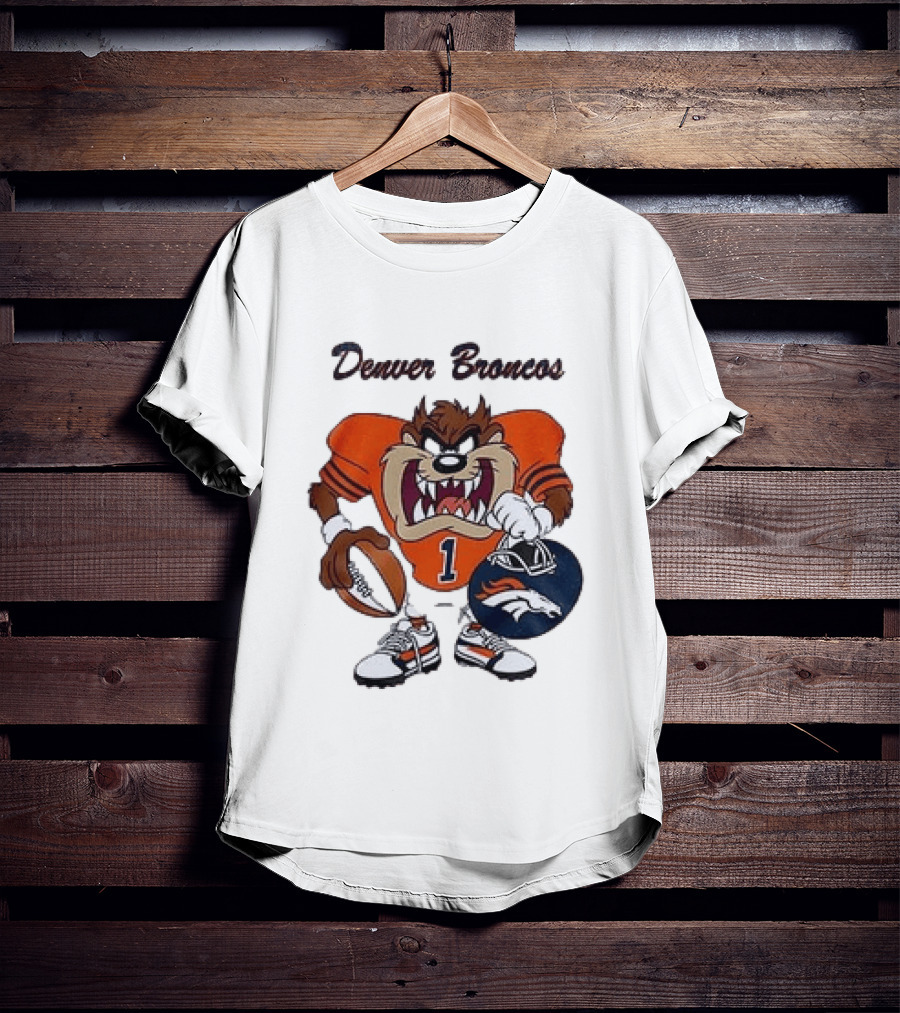 Denver Broncos Taz Looney Tunes Football Number 1 T-Shirt