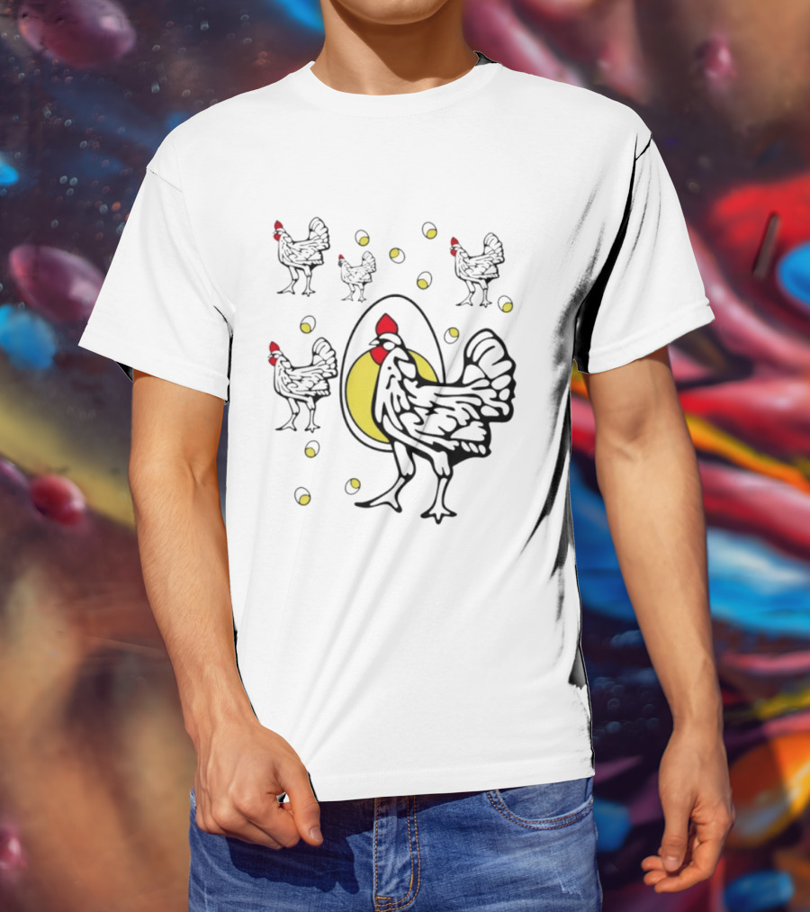 Farm Chicken And Egg Poultry Hen With Rooster And Eggs T-Shirt
