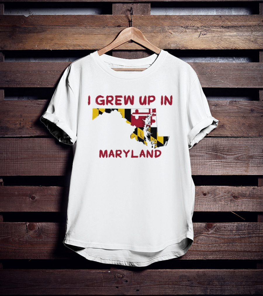 I Grew Up In Maryland State Map Flag T-Shirt