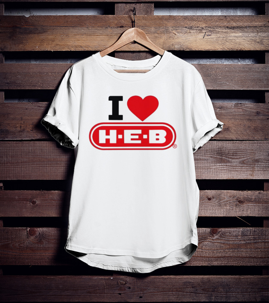 I Love H E B Texas Grocery Store Red Heart T-Shirt