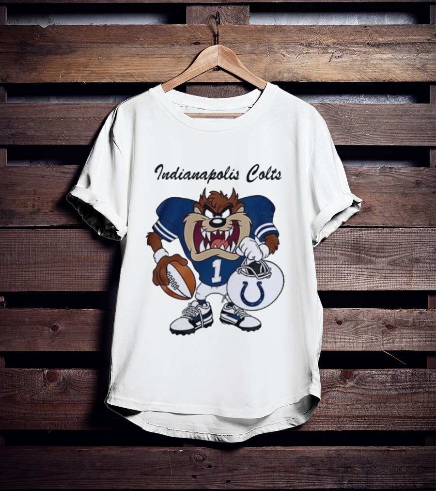 Indianapolis Colts Looney Tunes Taz Football Character Collaboration T-Shirt