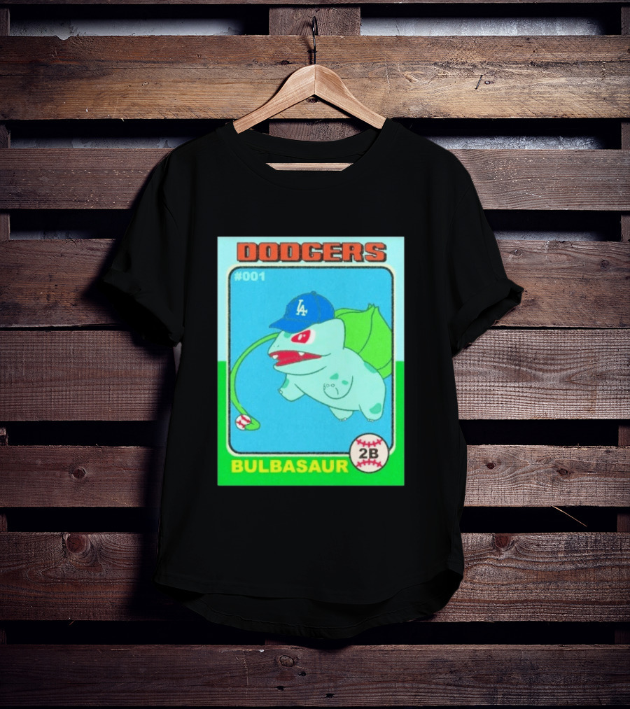 Bulbasaur Dodgers LA Cap Baseball Card No 001 T-Shirt