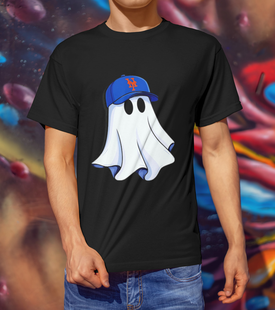 New York Mets MLB Ghost Baseball Halloween T-Shirt